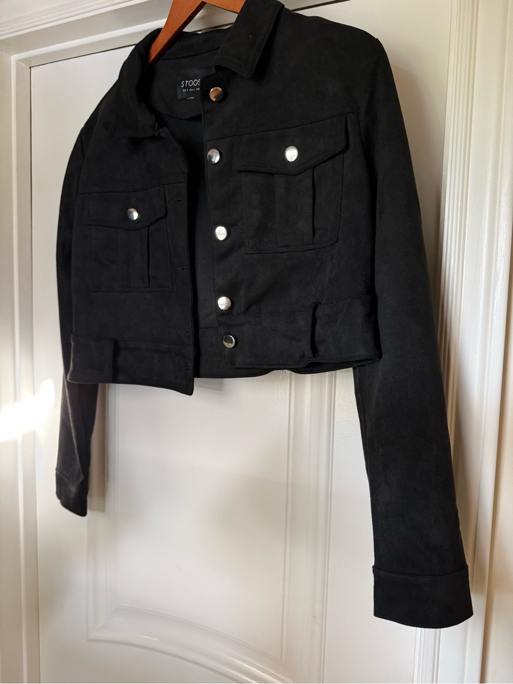 Stoosh Black Cropped Suede Jean Jacket